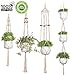 Elf House Macrame Plant Hangers Holder Outdoor - Large Indoor Wall Hanging Planter Hanger with Hooks Flower Pot Holder Decoration, Boho Home Decor Gift Box 4-in-1