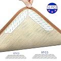 Rug Gripper, ELOSIS 16pcs Anti Curling Area Rug Tape for Hardwood Floor, Tile Floors, Outdoor Rugs, Carpets, White