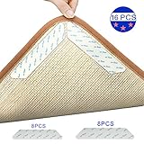 Rug Gripper, ELOSIS 16pcs Anti Curling Area Rug Tape for Hardwood Floor, Tile Floors, Outdoor Rugs, Carpets, White