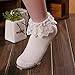 Lowpricenice Women Vintage Lace Ruffle Frilly Ankle Socks (White)
