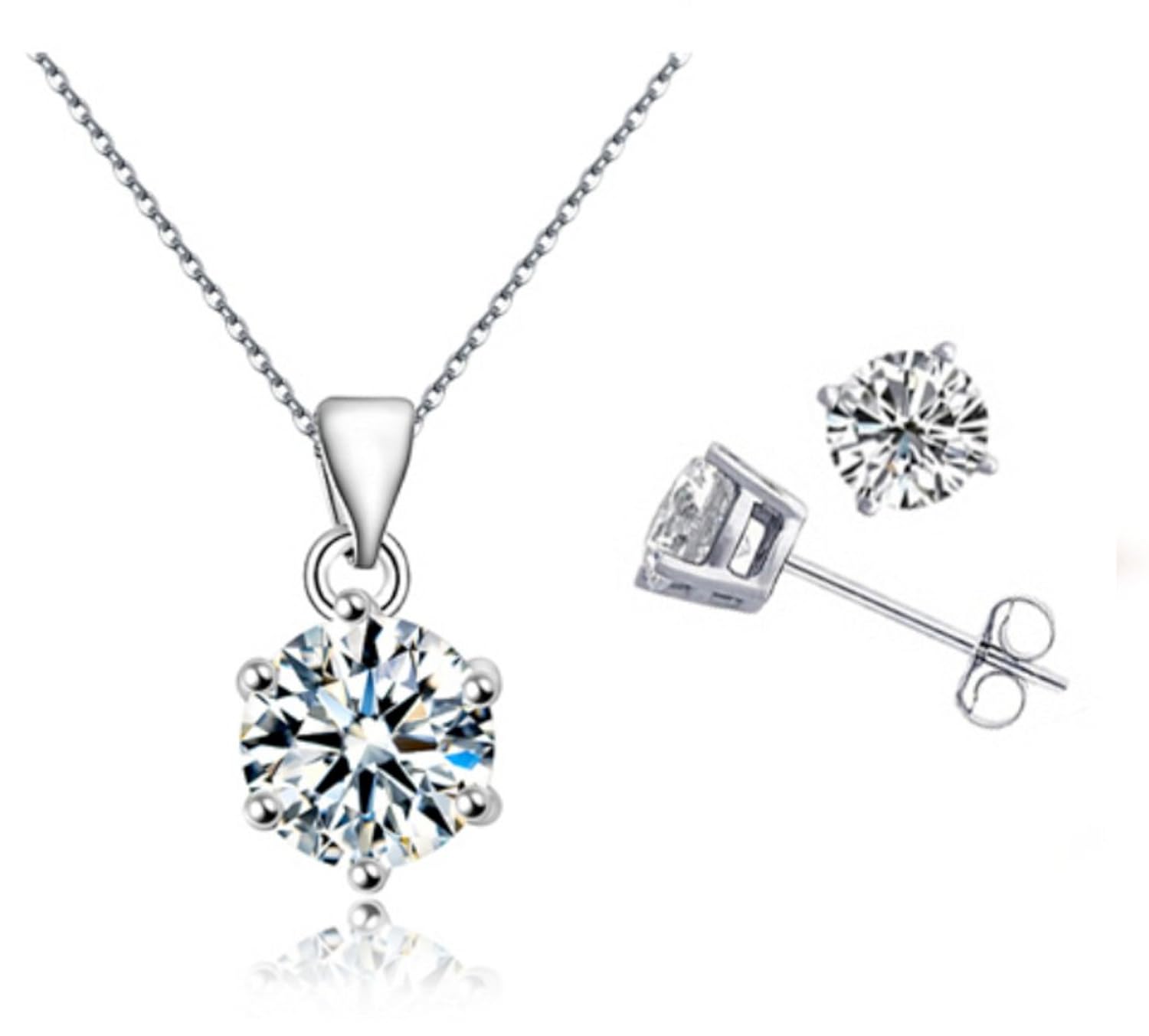 PRESKIN Collar y pendientes de la joyería de plata cristal brillante colgante