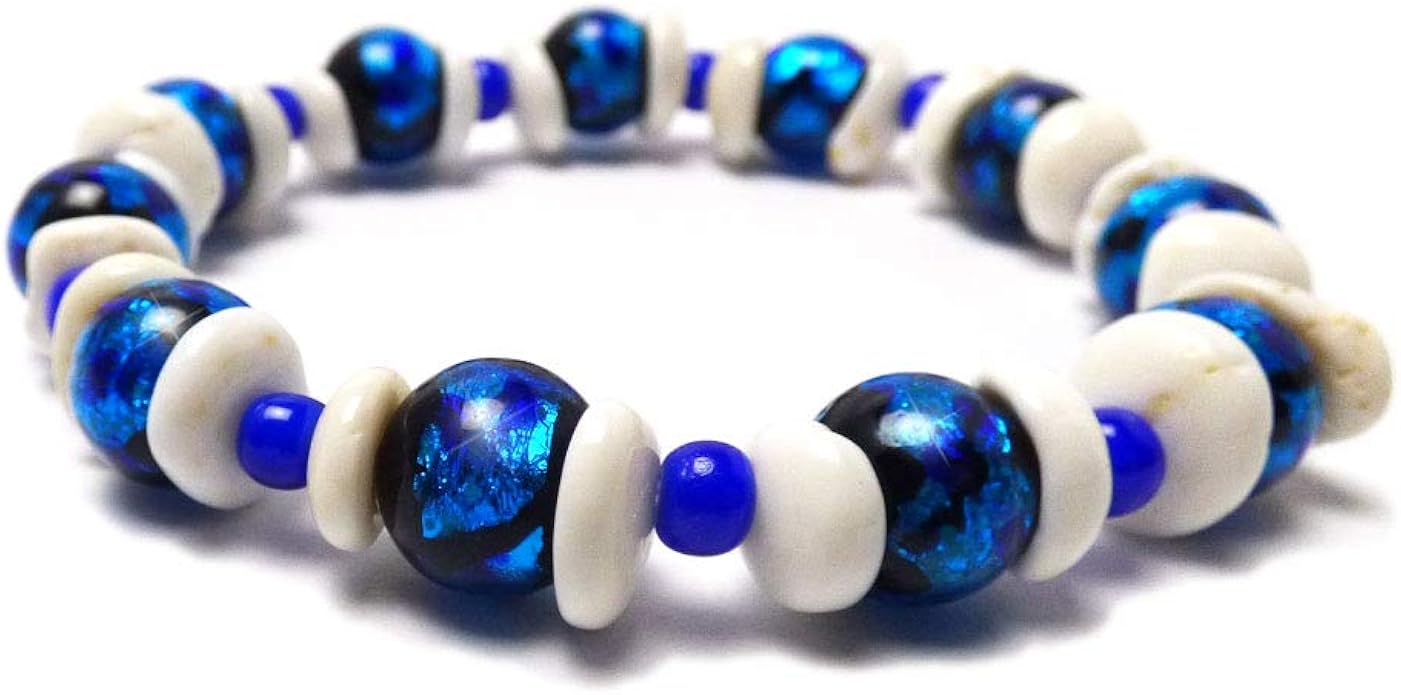 Amazon Vaseera 10mm琉球ホタル玉 蛍石入りホタルグラス仕様 ホワイトシェル プカシェル ホワイトハーツ ブレスレット メンズ レディース ジュエリー 通販