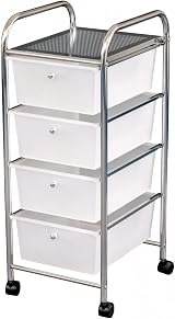 Oypla Mobile Makeup Salon Trolley with 4 Clear Drawer Storage view 6