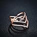 Redbarry Triple V Shaped Statement Rings with Micro CZ Stones Paved in 18k Rose Gold Plated, Size 8