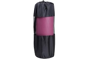 Roadoor Yoga Mat Bag for 1/2Inch Yoga Mat, Gym Fitness Yoga Blanket Carrying Drawstring Pouch Mesh Net with Adjustable Strap 1pcs Black