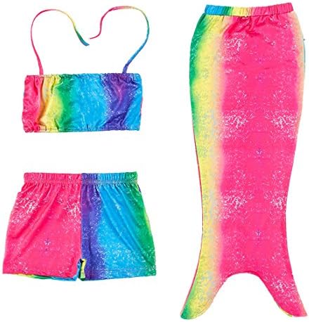 Luckyacution Girl's 3 Pcs Mermaid Tail Swimwear Swimsuit Bikini Bathing Suit