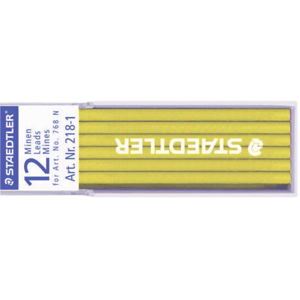 STAEDTLER 218-1 Lumocolor Non-Permanent Refill Lead for 3mm Leadholders - Yellow (Pack of 12 Leads)