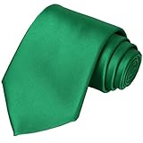 KissTies Emerald Green Tie Solid Satin Ties Mens