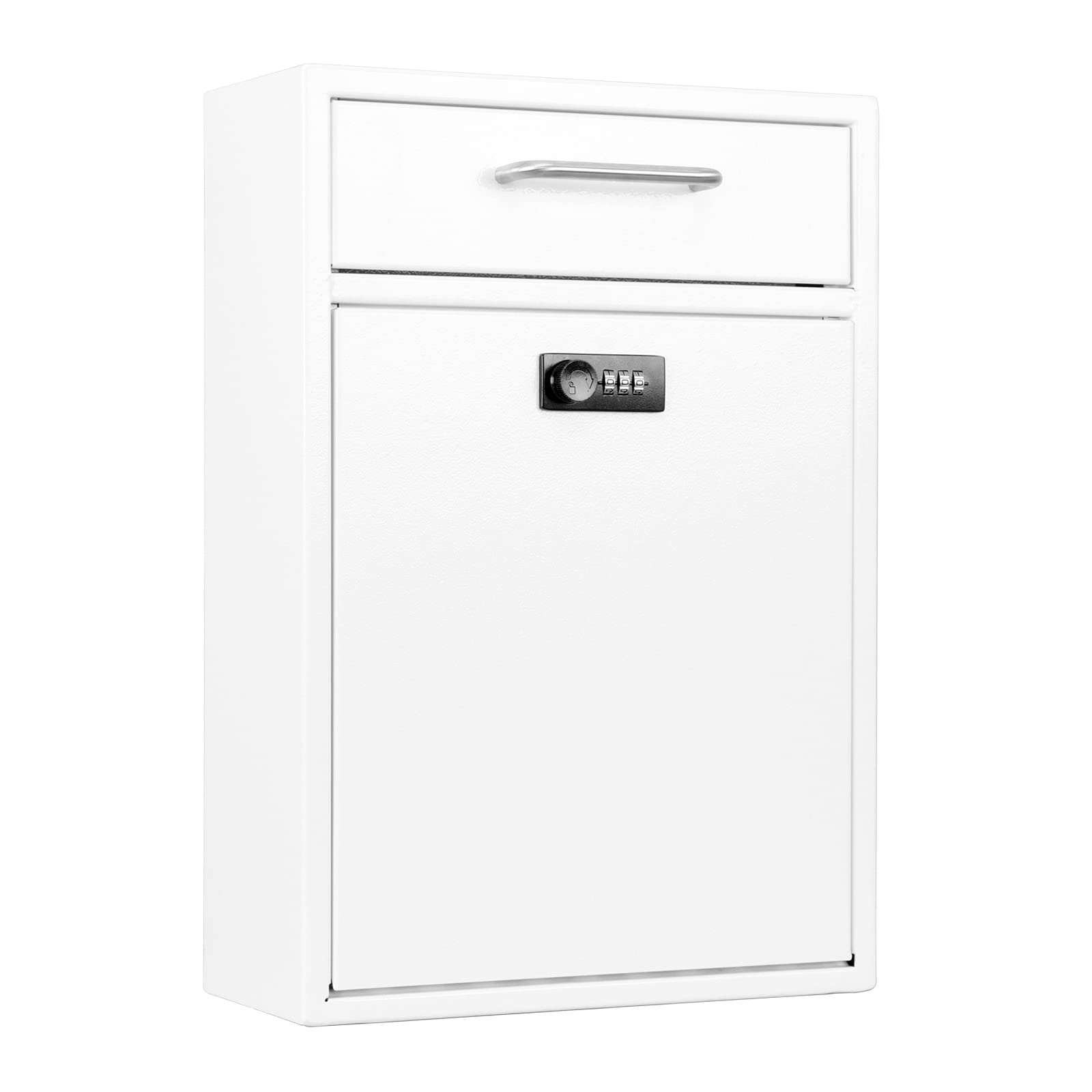 Photo 1 of ***BOX ONLY***xydled Wall-Mount Mailbox with Combination Lock, Steel Key Lock Mail Boxes Outdoor, Locking Wall Mount Mailbox, Security Key Drop Box, Collection Boxes, 17.2H x 12.2L x 5.8W Inches, White, XL Large