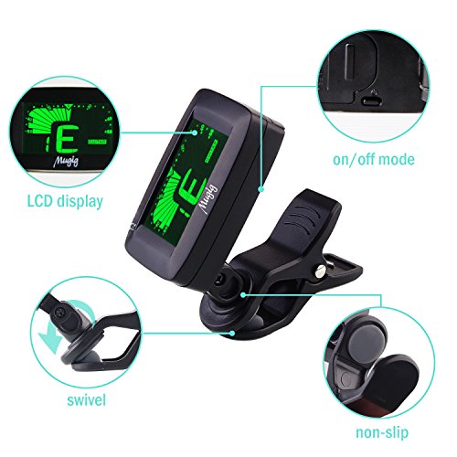 Mugig Guitar Tuner Clip-on Tuner for Guitar, Ukulele, Bass, Violin, Chromatic Tuning, 360 degree bright display, one button simple to use. - Thumbnail 4