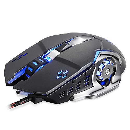 Tunable Gaming Mouse,Wired LED Light Optical 1600DPI Gaming Mute Mouse Mice for PUBG (black)
