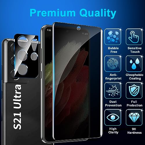 [2+1 Pack] Galaxy S21 Ultra Privacy Screen Protector, 9H Tempered Glass