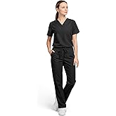 AllHeart Scrubs for Women & Men Medical Scrub Set with V-Neck Top & Cargo Pants Nursing Uniform with 6 Pockets
