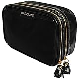 Lily England Makeup Bag, 21.5 x 14.5 x 8-cm - Black and Gold