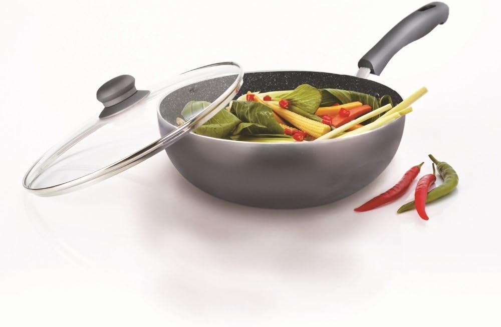 DURASTONE LARGE 100% NON-STICK CERAMIC 28CM WOK WITH GLASS LID