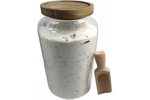 BEECO GIF2U 83 oz Bath Salts Glass Jar with Wooden Lid and Scoop,Bathroom Decor Container,Airtight Storage Bathtub Accessories for Women