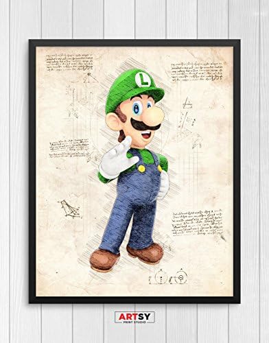 Super Mario print, Luigi print, Super Mario poster, Luigi poster, game poster, Nintendo N.002 (8 x 10 inch)