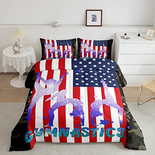 Gymnastics Comforter Set Full American Flag
