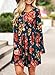 ZESICA Women's Round Neck Floral Print Long Sleeve Swing Pleated T Shirt Tunic Dress