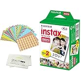 Fujifilm Instax Mini Instant Film Compatible with Instax Mini 8/9/11/12 Cameras &ndash; Includes Frame Stickers and Quality Photo Microfiber Cloth (20 Prints)