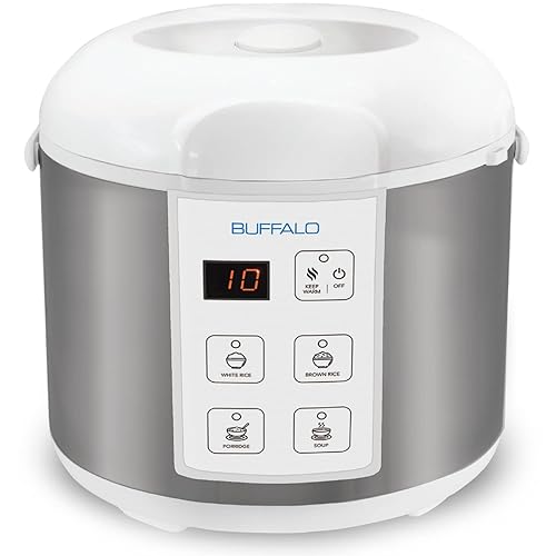 Buffalo Classic Rice Cooker with Clad Stainless Steel Inner Pot Electric  Rice Cooker for White/Brown Rice, Grain Easy-to-clean, Non-Toxic