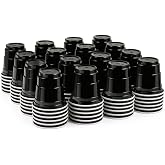 HAOZAN 100ct 2oz. Mini black Shot Cups, Disposable and Small Size Perfect for Party, Tastings, Sample and More