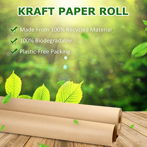 MICGEEK Kraft Paper Roll-30''x1200''(100ft) Brown Butcher Paper FDA Approved 100% Recycled Materials Great For Gift Wrapping, Packing, Craft, Art, Kids Canvas, Banquet