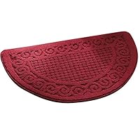 Olpchee Half Round Non-Slip Kitchen Bedroom Toilet Doormat Floor Rug Mat Keeps your Floors Clean Decorative Design (Large, Red)