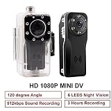 Mini Spy Camera, PANNOVO 10M Waterproof Sport Mini Hidden 1080P Camera DVR Motion detection Camera With Infrared Night Vision