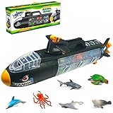 KidzLand Steam Submarine sea Creature Bath Toy, All in one Submarine Toy ; 22 Inch Long Underwater Boat with Shark, Dolphin, Manta Ray, Octopus, Turtle, and Seal;Great Toy for Kids