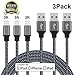 Tobig iphone Charger, Lightning to USB Cable Nylon Braided Charging Cord 3Pack 3ft Compatible with iPhone 7/7 Plus/6/6s/6 plus/6s plus, iPhone 5/5s/5c,iPad, iPod & More (Black)