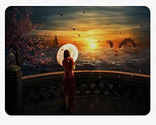 Fantasy-Art Oriental beauty background Pattern Soft Silicone Durable Optical Computer Mouse Mat Rectangular Pads RB0078
