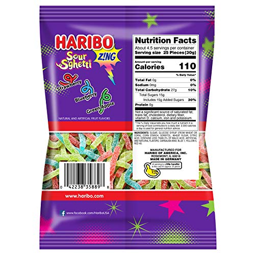 HARIBO SOUR SPAGHETTI GUMMY CANDY, 5 OZ