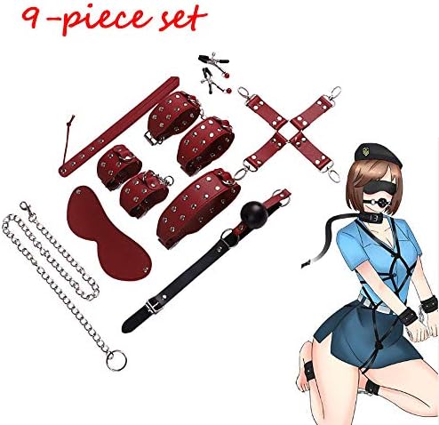 XinLace-EUR 9 Piece Red Cosplay Choker Collar and Faux Bracer