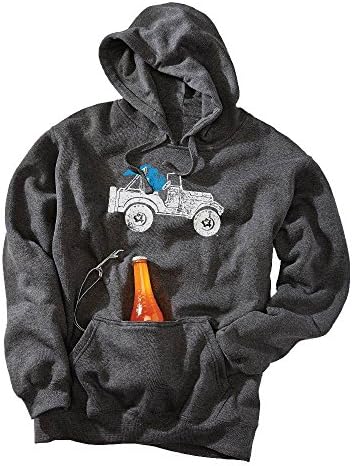 LIVNFRESH Men's Michigan Jeep Tailgate Hoodie Heather Charcoal Large
