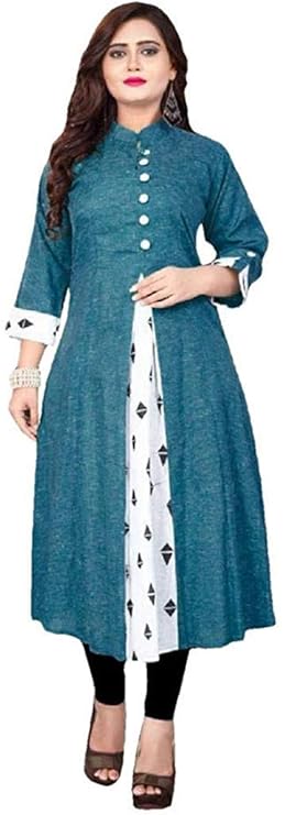 Women's Khadi Anarkali Kurta (BLK03Maroon-XL_Dark Green_X-Large)