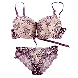 ROPALIA Sexy Women Lace Floral Printed Underwear Padded Push Up Bra Sets & Panty