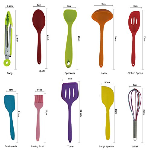10 pcs Colorful Silicone Utensils Set, Heat-Resistant, Non-Stick, Safety Health, Silicone Baking Tool Sets For Kitchen - Thumbnail 2