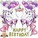 Unicorn Party Supplies Set - Glitter Unicorn Headband Unicorn Balloons Gold Happy Birthday Banner Latex and Foil Balloons Decorations Kit For Kids 36 Value Pack