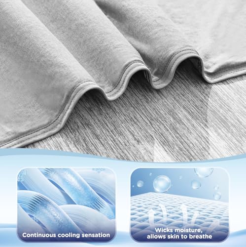 Luxear Cooling Blanket for Summer, Blanket with Cold Feeling Technology, Soft Lightweight Blanket for Sofa, Armchair, Adult, Baby, Child, Dog, Travel, Car, 220 x 240 cm, Grey