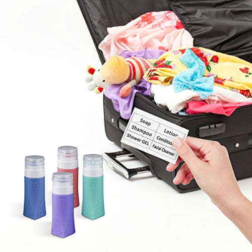 TSA Approved Leak Proof Silicone Travel Bottles Cosmetic Toiletry Travel Size Containers Refillable Travel Tube Sets for Shampoo Conditioner Lotion (4 Pack with Sticker & Bag) 2 TSA Approved Leak Proof Silicone Travel Bottles Cosmetic Toiletry Travel Size Containers Refillable Travel Tube Sets for Shampoo Conditioner Lotion (4 Pack with Sticker & Bag)