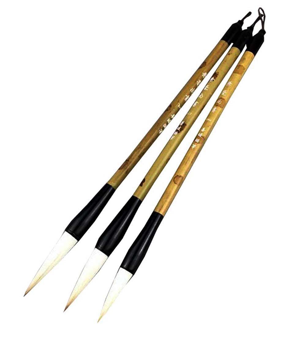 Chinese Calligraphy Brush Set/Kanji Brush 3 PCS (Goat Hair, Jian Hair, Wolf Hair)