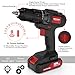 Drill Driver, Meterk 20V Cordless Electric Drill Driver with 2Pcs Li-Ion Batteries，2 Speed Drill Driver with 21+1 Position Clutch, 1/2