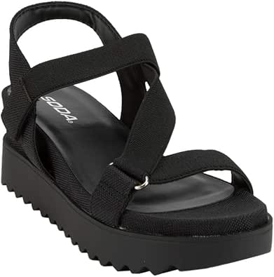 Amazon.com | Soda Elastic Taupe Flatform Wedge Sandals | Platforms & Wedges