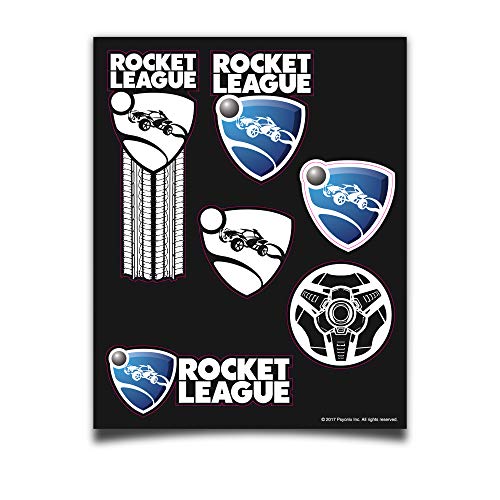 JINX Rocket League Brand Sticker Sheet, Black/Blue, 6 Multi-Size Stickers