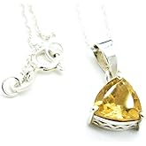 Fabulous Citrine Necklace Stunning Trillion Shaped Natural Stone Sterling Silver Pendant Authentic November Birthstone Jewelry