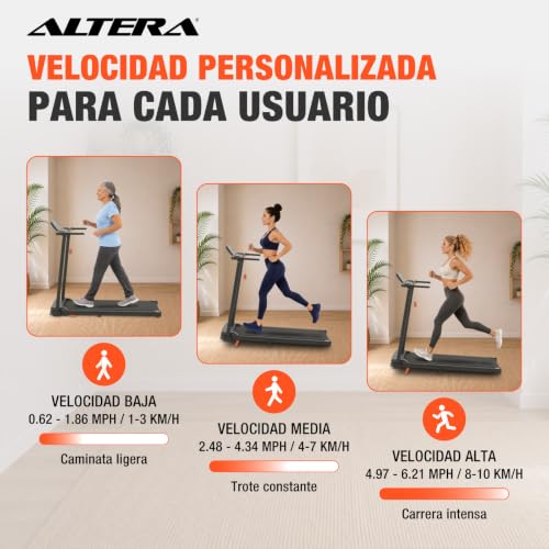 Altera Road - Caminadora Eléctrica con Bluetooth 2.75 HP | Negro, 120 kg, Velocidad 1-10 km/h, Bluetooth, Inclinación Manual 2 Niveles, Banda 104 x 38 cm, Compatible con Apps Fitness