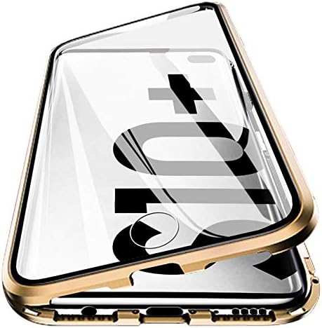 Galaxy S10 Plus Magnetic Case, Woskko Magnetic Adsorption Metal Case Aluminum Bumper 9h Tempered Glass Back Cover
