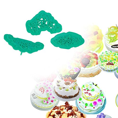 WinnerEco 3pcs Flower Print Plastic Fondant Embosser Mold Cookie Cake DIY Baking