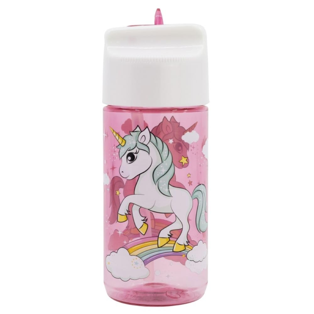 OM SUPPLIES Unicorn Characters Childrens Tritan Reusable Drinking Bottle 430ml - Holiday, Back to School Lunch Kids BPA free Plastic (Unicorn)